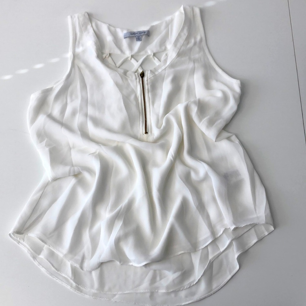White silk-like polyester tank top